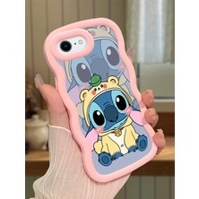 HONTINGA iPhone 6s Plus Uyumlu Kılıfı Düşüme Önleyici Basitlik Anti Düşme Darbeye Dayanıklı Basit Pembe Yumuşak Silikon Telefon Kılıfı Stitch Desen K9-0092