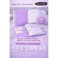 Karmaofis A5 Lila Klasör Seti 2 Halkalı + 100’LÜ Poşet Dosya | Organizer,ajanda,planlayıcı,evrak Düzenleyici