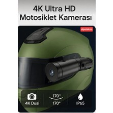Alpotekno UHD 4K Çift Kanallı Aksiyon Kamerası | IP65 Su Geçirmez | Kablosuz Kumandalı Motosiklet Kask Kamerası | Time-Lapse Video Özellikli