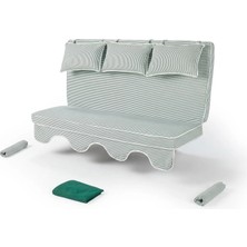 Erinöz Salıncak Minder Takımı 3 Kişilik (Süngerli) - Salvia - Minder: Yeşil Çizgili Tente: Yeşil