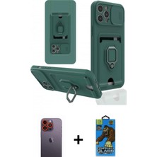 Marsilyan™- iPhone 12 Pro Max Kılıf Vadi Form Prime - Siyah 18D Cam Ekran Koruyucu + Turuncu Neon Fosforlu Kamera Lens