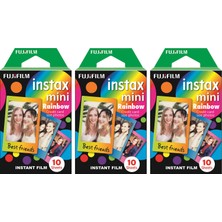 Fujifilm Instax Mini Rainbow 10x3 Film Seti 30 Adet Renkli Çerçeve ile Hızlı Baskı