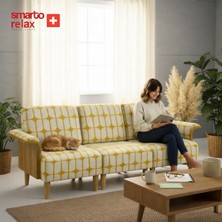 Smarto Relax Istanbul Üçlü Koltuk Takımı 270CM – Kumaş Polyester, Iskelet Ahşap, Ayak Ahşap