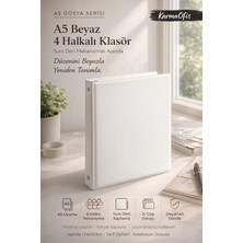 Karmaofis A5 4 Halkalı Beyaz Klasör – Suni Deri Ajanda & Organizer | Portfolyo, Tarif ve Koleksiyon Dosya