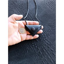 VİP GİFT Kayı Üçgen Cevşen Dualı Kolye Muska Hakiki Deri