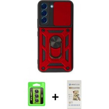 Marsilyan™- Galaxy S23 Kılıf Ahenk Klasik - Siyah Mat Seramik Nano Ekran Koruyucu + Gri Raze Metal Kamera Lens