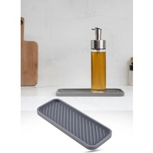 Omilife Gri Silikon Yağdanlık Yağlık Standı Altlık Çok Amaçlı Organizer Sunumluk Sabunluk Altlığı 23X10 cm