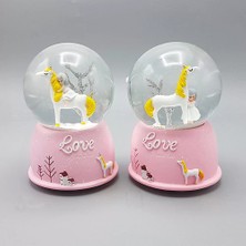 Renas Store Mini Işıklı Sevimli Atlı Kız Kar Küresi