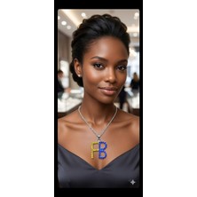 KLC Takı Rodyum Kaplama Kadın Kolye Fb Taşlı Kolye