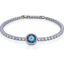 Nur Silver Mavi Göz Çelik Bileklik - NUR-BL92531