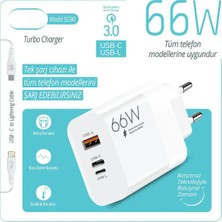 Anka Cep Cep Telefonu Aksesuarları Samsung Galaxy A12 Uyumlu SG90 66W Usb+Pd+Ligtning Girişli Turbo Şarj Aleti