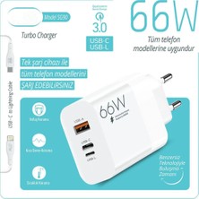 Anka Cep Cep Telefonu Aksesuarları Huawei P Smart 2021 Uyumlu SG90 66W Usb+Pd+Ligtning Girişli Turbo Şarj Aleti