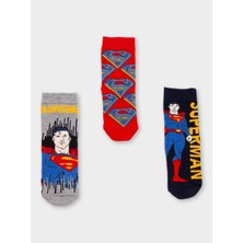 Superman Lisanslı Erkek Çocuk 3 Çift Soket Çorap 20510
