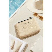 Ocean Home Textile Termal Yalıtımlı Jüt Keten Makyaj Çantası 15 x 11 x 6 cm