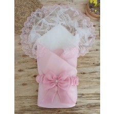 Luord-Store Yenidoğan Kumru Inci Fiyonk Kristal Parlak Duvaklı Kundak Bebek Battaniyesi Pembe