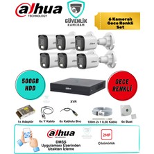 Dahua 6 Kameralı Gece Renkli Güvenlik Seti 2mp 500GB HDD 8 Kanal Xvr Ahd Kamera Sistemi