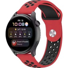 Luord-Store Watch 20MM Spor Delikli Kordon - Kırmızı-Siyah