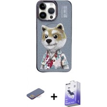 Marsilyan™- iPhone 13 Pro Max Kılıf Siluet Modern Özel Seri - Siyah Bilvis 5in1 5d Magic Hayalet Cam Ekran Koruyucu + Pembe Renkli Kamera Lens Koruma Cam