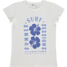 Civil Girls Summer Surf Sessions Baskılı 10-13 Yaş Tişört  - Kırık Beyaz