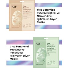 Dermal Pirinç ve Cica Glow Nemlendirici Yatıştırıcı Eriyen Maske Seti Kore Maske Seti 34 Gr.