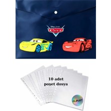 Glanart A4 Boy Çıt Çıt  Ödev Dosyası +10\' Lu Poşet Dosya  Arabalar Lacivert