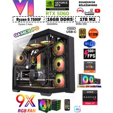 Zeiron Catre Pro X5 Ryzen 5 7500F 32GB DDR5 Ram 1TB M.2 Nvme SSD RTX5060 Sıvı Soğutmalı Oyuncu Bilgisayarı
