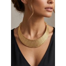 Petek Aksesuar Metalize Petek Choker Tasma Kolye