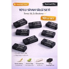 Karmaofis 10'lu Siyah Silgi Seti PS-24S | Tozsuz Iz Bırakmayan Yumuşak Silgi | Okul Ofis Çizim Silgisi