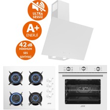 Afm Tech ve Ferre Markalı/ Zeta Sessiz 6+1 Turbolu Beyaz Ankastre Set ( D078-SA + FM7601 + FM2201 )