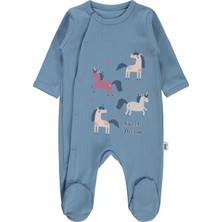 Civil Baby Unicorn Baskılı 1-9 Ay Tulum - Mavi