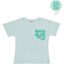 Civil Girls Hibiskus Baskılı 6-9 Yaş Tişört - Yeşil