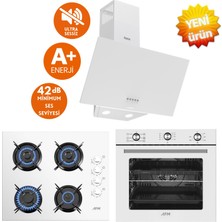 Afm Tech ve Ferre Markalı/ Beta Sessiz 6+1 Turbolu Beyaz Ankastre Set ( D087-SA + FM7601 + FM2201 )