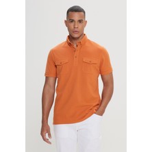 Altınyıldız Classics Erkek Turuncu Slim Fit Dar Kesim %100 Pamuk Polo Yaka Tişört