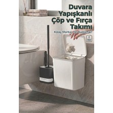 Effe Home Banyo Çöp Kovası ve Klozet Fırçası Duvara Yapıştırmalı Antrasit Fırça