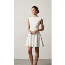 362 Fashion Butik Pile Detay Kolsuz Mini Elbise