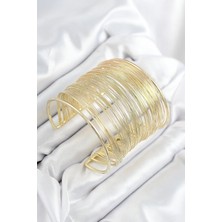 Uslucan Alışveriş Pirinç Tel Sarma Model Gold Renk Kadın Bileklilk