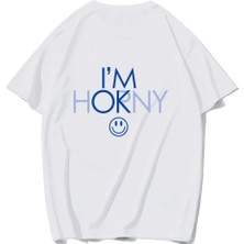 Brz Collection Unisex Oversize I'm Ok :) T-Shirt (Beyaz)