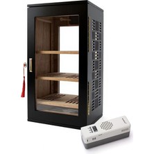 Cigarloong Elektronik Nemlendiricili 3 Raflı Puro Kutusu Humidor Gold Mat Siyah