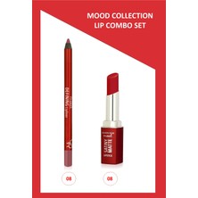 Golden Rose Mood Lip Combo Set - Defining Dudak Kalemi No:08 - Satiny Matte Ruj No:08