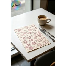 Glanart 30 Adet 28X41 cm Ebatlarında Masa Üstü Kraft Amerikan Servis Kağıdı Pasta Desen