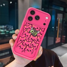 Ucuc iPhone 17 Pro Max Uyumlu Pembe Kırmızı Silikon Kılıf Darbeye Dayanıklı Kamera Koruma