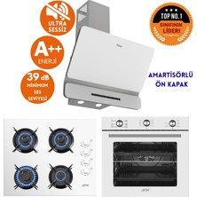 Afm Tech ve Ferre Markalı/ Tıvo Sessiz 6+1 Turbolu Beyaz Ankastre Set ( D081-SA + FM7601 + FM2201 )