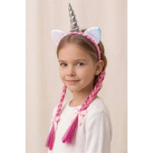 Petek Aksesuar Kız Çocuk Unicorn Örgülü Taç Saç Bandı