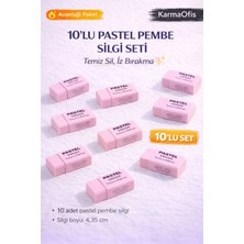 Karmaofis 10'lu Pembe Pastel Silgi Seti | Tozsuz Iz Bırakmayan Yumuşak Silgi | Okul Ofis Çizim