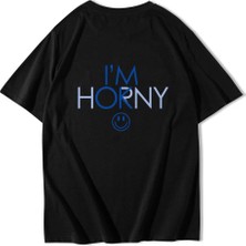 Brz Collection Unisex Oversize I'm Ok :) T-Shirt Siyah