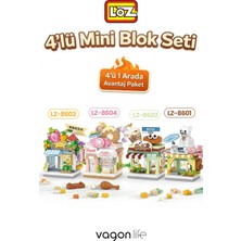 Vagonlife Loz Micro Block 4'lü Dükkan Seti 4 Farklı Model Dekoratif Oyuncak Yapım Seti Yapı Blok Seti