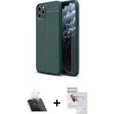 Marsilyan™- iPhone 11 Pro Max Kılıf Doruk Klasik Özel Seri - Siyah Seramik Nano Ekran Koruyucu + Şeffaf Kamera Lens Koruma Cam