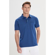 Altınyıldız Classics Erkek Lacivert Comfort Fit Rahat Kesim Polo Yaka Pamuklu Kısa Kollu Tişört