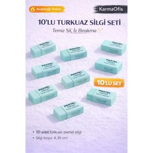Karmaofis 10'lu Turkuaz Pastel Silgi Seti | Tozsuz Iz Bırakmayan Yumuşak Silgi | Okul Ofis Çizim