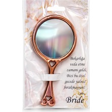 Dizayn Parti Evi Dzyn Rose Gold El Aynası 10’lu Set – Bride Yazılı Hediyelik Ayna, Kına Nişan Düğün Hatırası